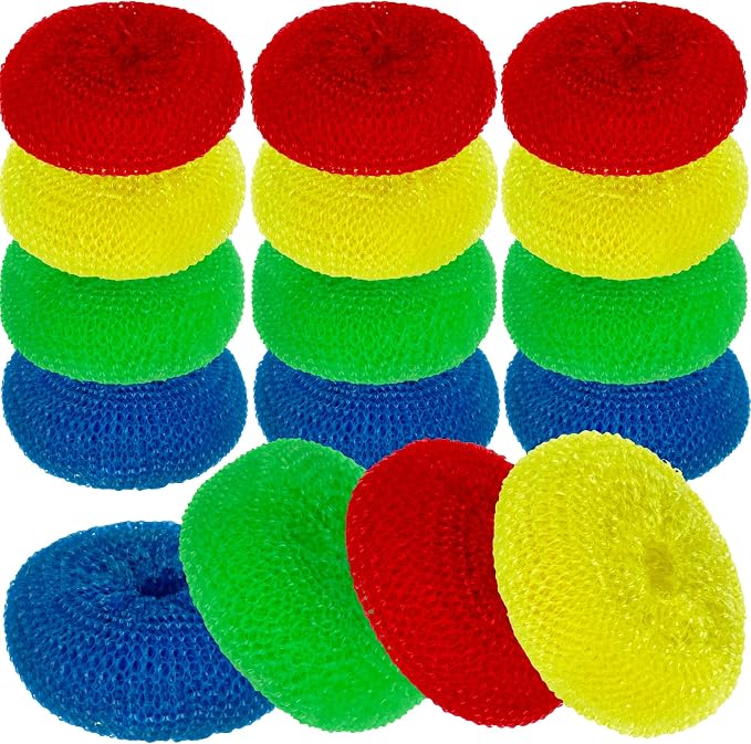 DecorRack 12 Mesh Scourers, Premium Non-Scratch Plastic Scourers, Stain by DecorRack