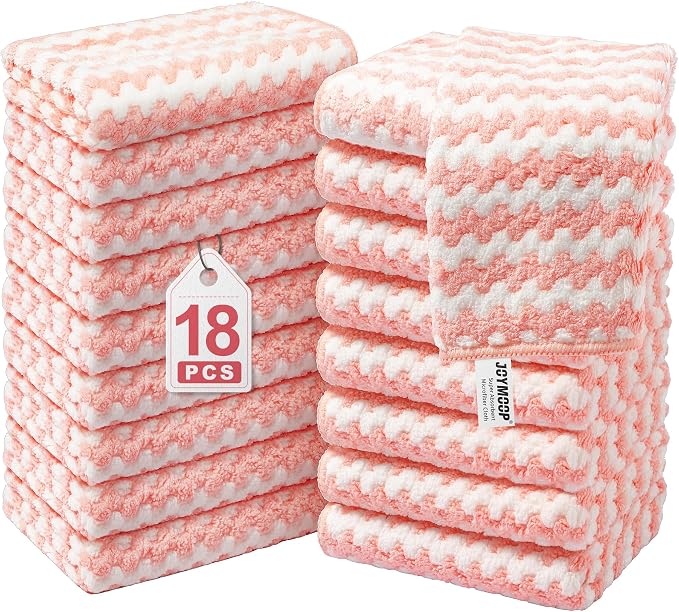 JOYMOOP Microfiber Cleaning Cloths – 18 Pack, Super Absorbent Towels by JOYMOOP