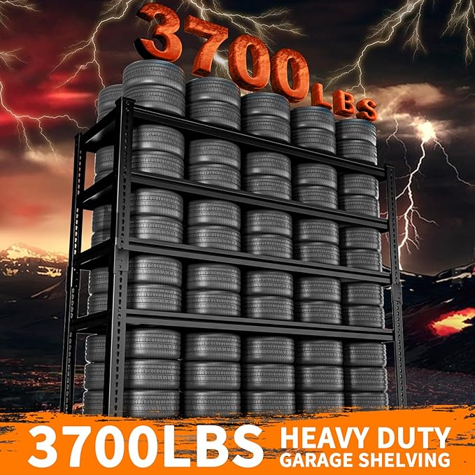 Storage Shelves Heavy Duty 4 PCS, 5-tier Adjustable Metal Industrial Utility - Image 4