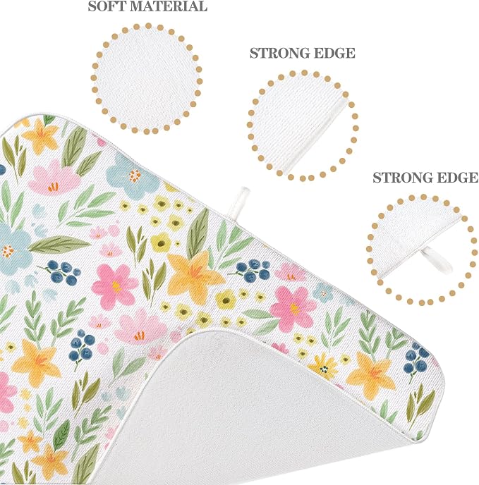 Spring Yellow Pink Blue Floral Dish Drying Mats 18x24 Inch Watercolor Flower - Image 7