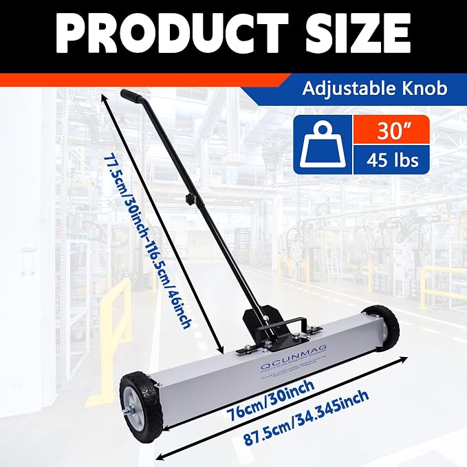 Rolling Magnetic Sweeper with Wheels, 30-Inch 45 Pound Capacity, Adjustable - Image 2