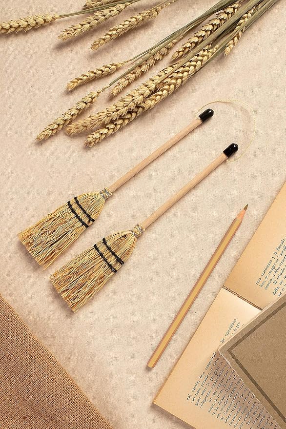 MENDI Handmade 2 Miniature Broom 8"-9" Made in Europe. A Detail - Image 3