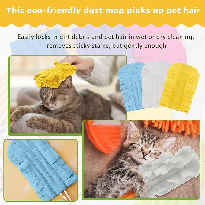 Zubebe 12 Pcs Duster Refill Reusable Fleece Duster Refills Feather Flat Dusters - Image 4