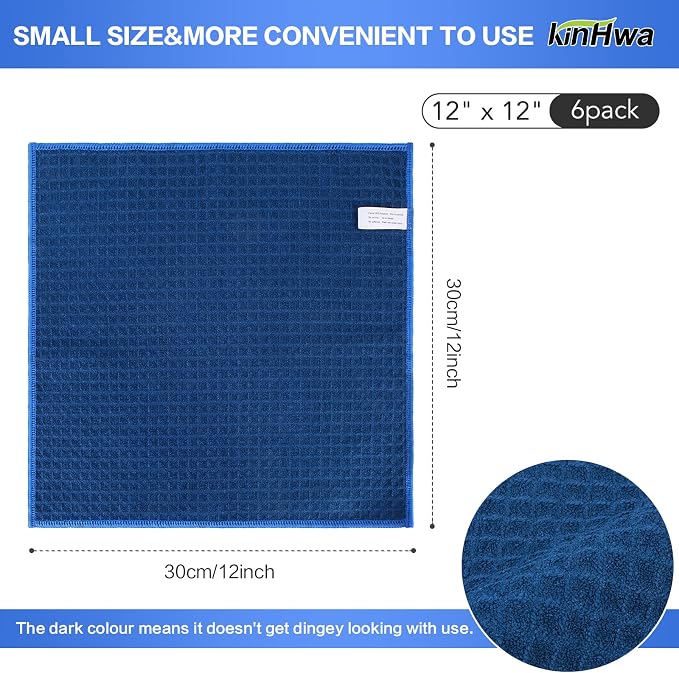 KinHwa Microfiber Dish Cloths Thick Waffle Weave Kitchen Dish Rags Ultra - Image 2