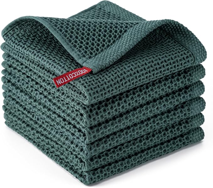 BOOMIBOO 6-Pack Kitchen Dish Cloths, 100% Cotton Waffle Weave, Ultra Soft by BOOMIBOO