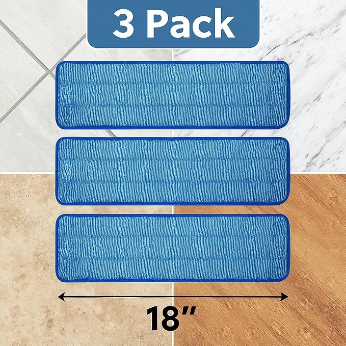 3 Pack Microfiber Pad Universal Commercial 17-18 Inch Head- Heavy Duty - Image 2
