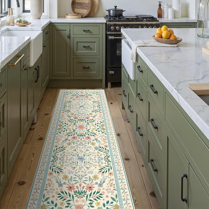 2x6 Floral Runner Rug, Washable Runners - Image 2