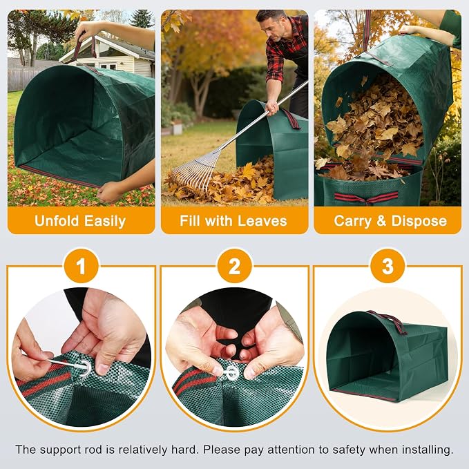 Leaf Collector & Yard Waste Bags 2-Pack, 53 Gallon Heavy Duty Reusable - Image 3
