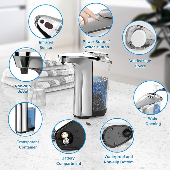 Automatic Soap Dispenser, Touchless Dish Soap Dispenser 17oz/500ml - Image 6