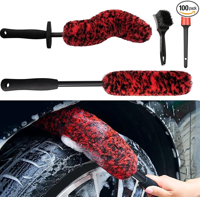 4PCS Wheel Brush Kit for Cleaning Wheel and Tire, Wheel and Rim Brush, Car by Unknown