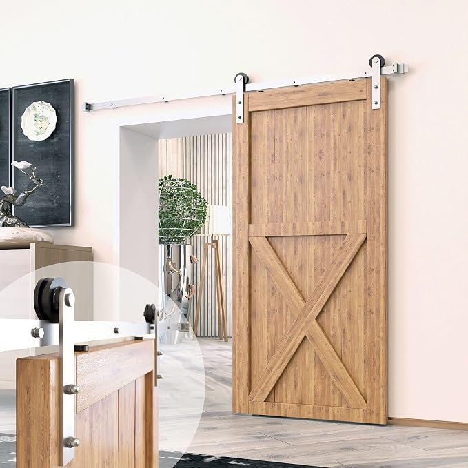 Homacer Brushed Nickel Non-Bypass Sliding Barn Door Hardware Kit, by HOMACER