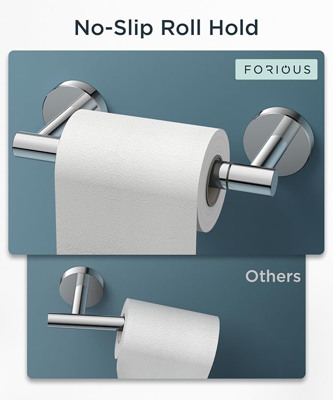 FORIOUS Toilet Paper Holder Wall Mount, Stainless Steel Rustproof Double Post - Image 6
