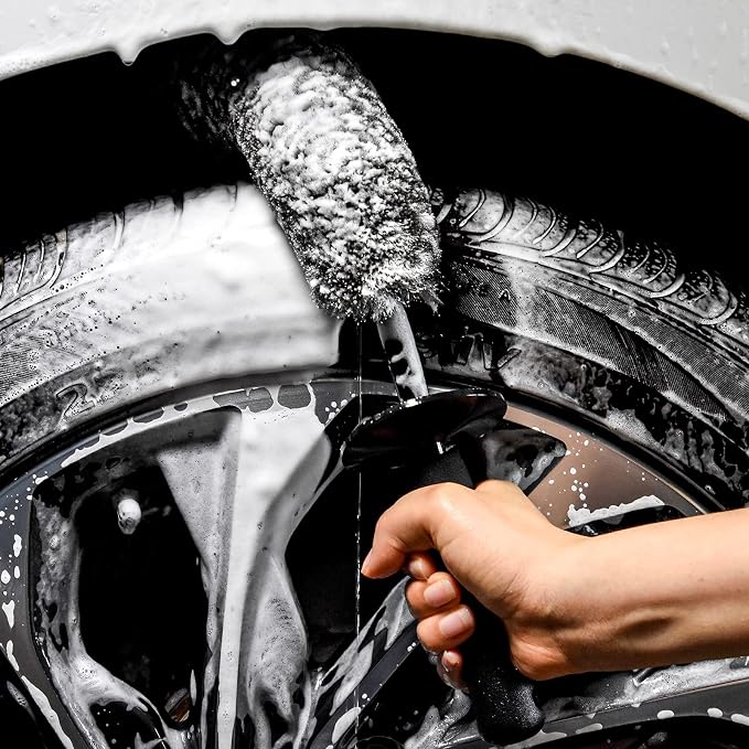 Car Wheel Rim Brush Kit, Woolies Wheel Brush, Car Cleaning Brush Fiber Rod - Image 7