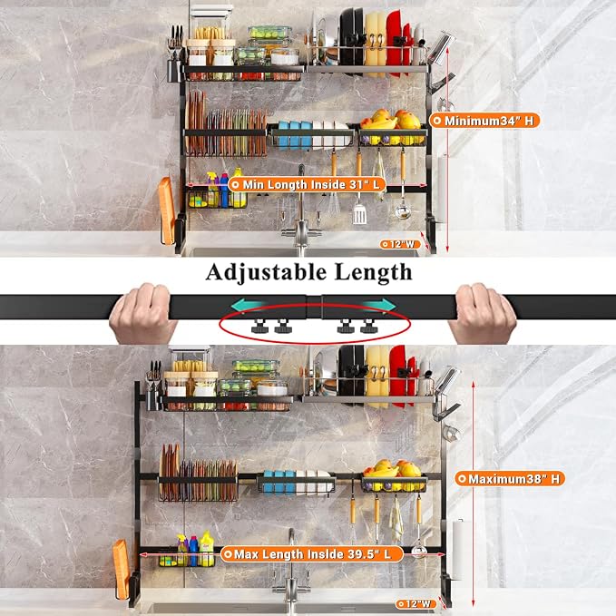 Over Sink Dish Drying Rack Snap-On Design Large Dish Drainer Storage Counter - Image 2