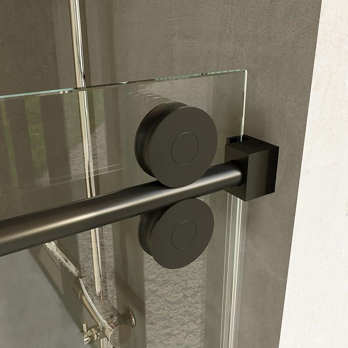 Frameless Shower Door, 3/8" Clear Tempered Glass, Waterproof Bathroom Shower - Image 3