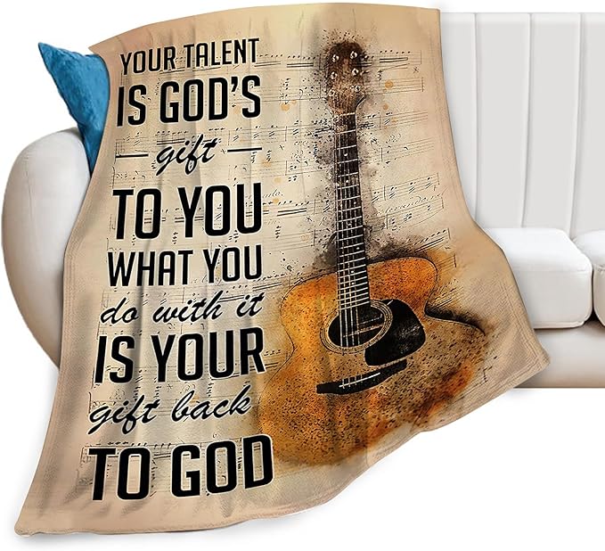 Guitar Music Blanket Gifts for Girls Women Men - Soft Warm Cozy Fleece Throw for Kids Adults - Couch Sofa Bed 40"x50"
