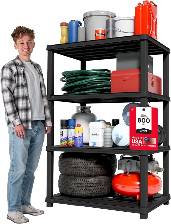 IRIS USA 4-Shelf Extra Heavy Duty Deep Plastic Storage Shelves, 800lb Capacity by IRISUSA
