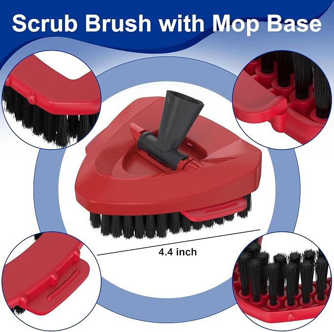Scrub Brush with Mop Base for 2-Tank Spin Mop Systems, Triangle Floor Scrubber - Image 2