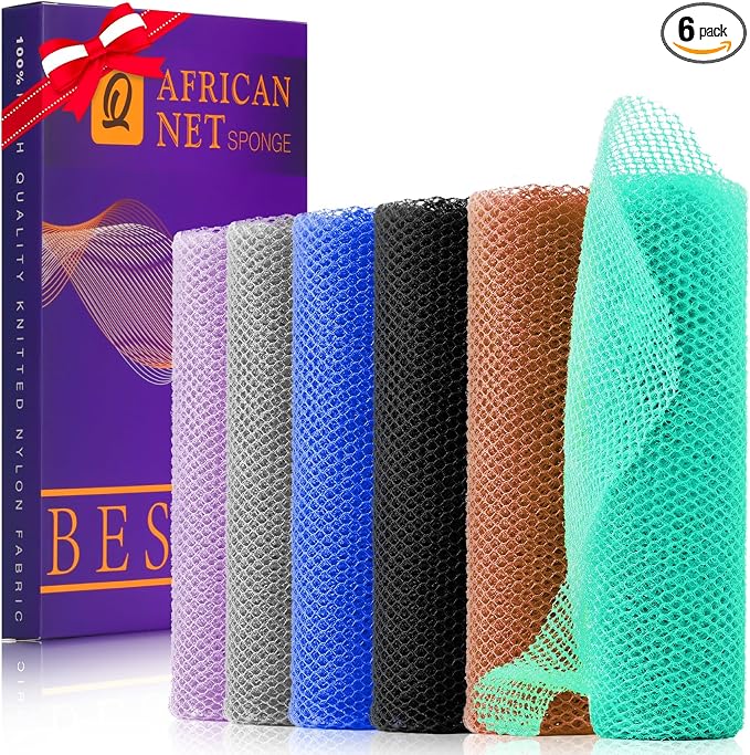 UJFQBH 6 Pieces African Bath Sponge African Net Long Net Bath Sponge by BuyNow