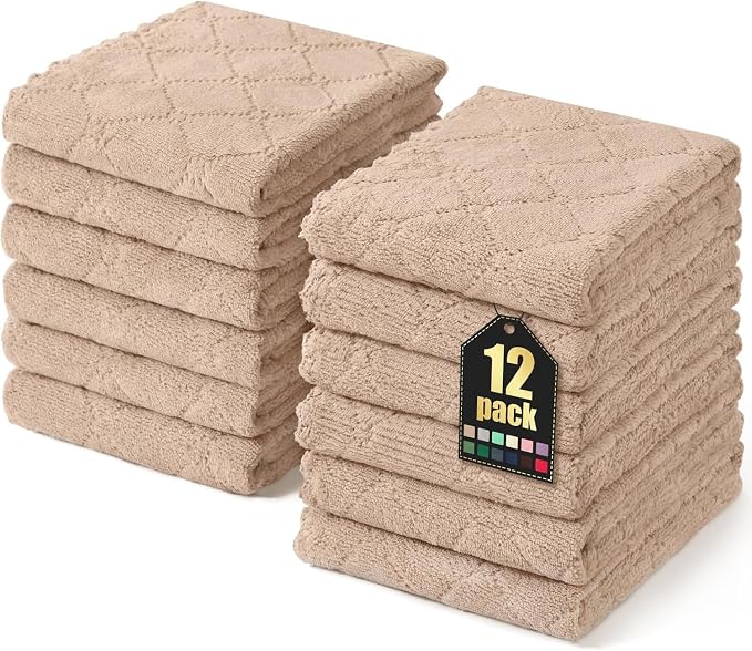 Homaxy 12 Pack Dish Towels for Kitchen, Super Soft and Absorbent Coral Velvet by Homaxy