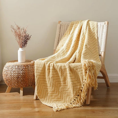 BATTILO HOME Gold Throw Blanket for Couch, Fall Decor Blankets & Throws, Fall Throw Blanket for Autumn Halloween Decoration, Yellow Throw Blankets for Bed Sofa, 50"x60"