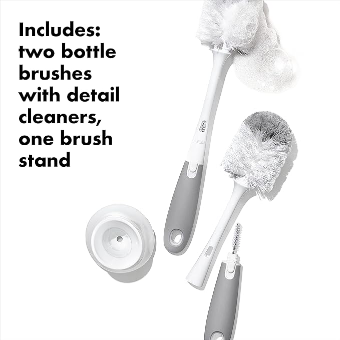 OXO Tot Bottle Brush with Nipple Cleaner and Stand – Gray - Image 2