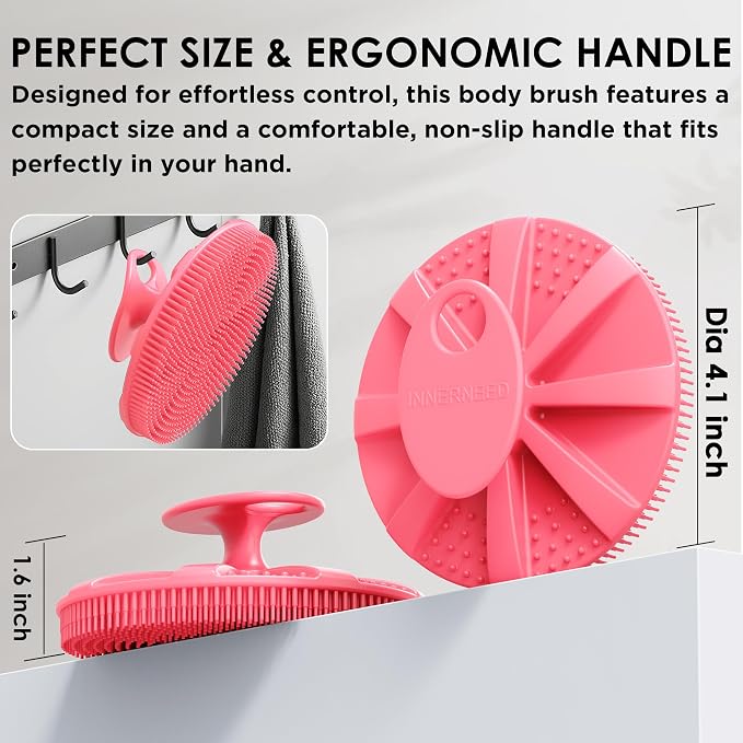 INNERNEED Food-Grade Soft Silicone Body Scrubber Shower Brush Handheld - Image 8