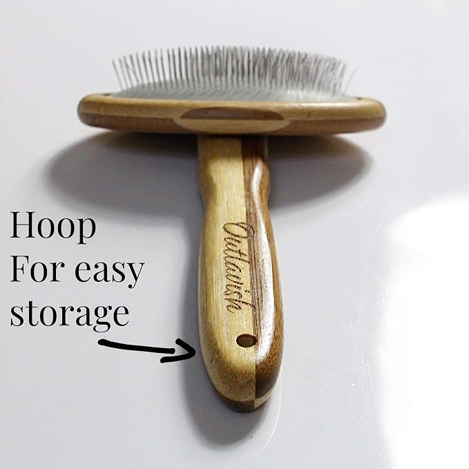 Sheepskin Brush Rug Wool Carpet Cleaner Bamboo Wire Slicker Carding, Unmats Fur - Image 6