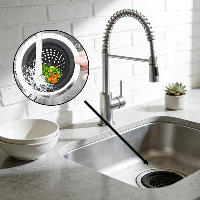 2 Pack Silicone Sink Drain Strainer | 4.5 Inch Wide Rim Filter Kitchen Strainer - Image 4