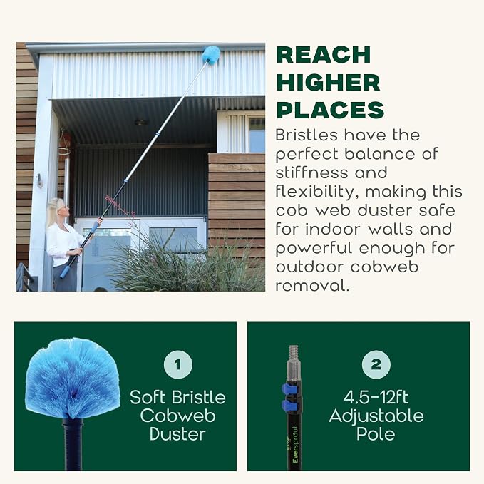EVERSPROUT Twist-On Cobweb Duster | Indoor & Outdoor use Brush Attachment | - Image 3