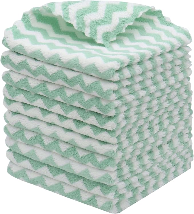 Microfiber Cleaning Cloth Lint Free Cleaning Rags, 10 Pack Fast Drying Dish Rags by HFGBLG