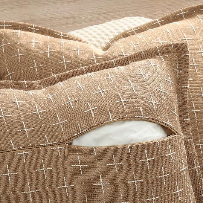 ZWJD Throw Pillow Pillow Covers 22x22 Set of 2 Soft Polyester Textured Pillow - Image 3