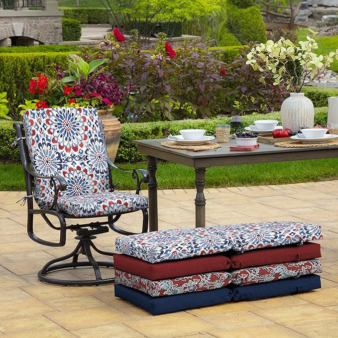 Arden Outdoor Midback Chair Cushion, 18 x 16.5, Clark Blue
