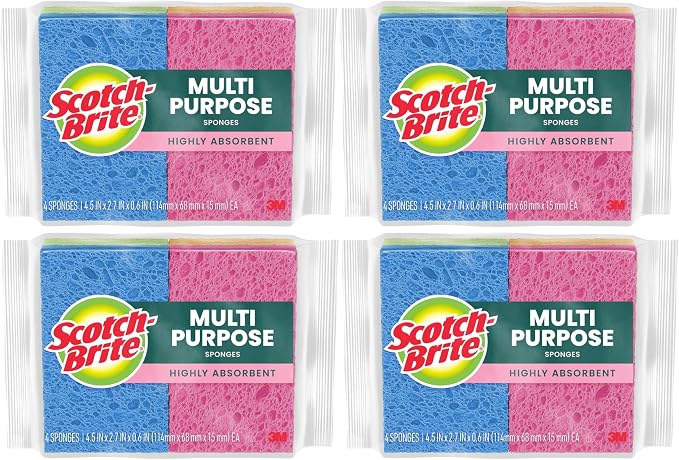 Scotch-Brite Multi-Purpose Kitchen Sponges, 16 Total, Highly Absorbent by Scotch-Brite