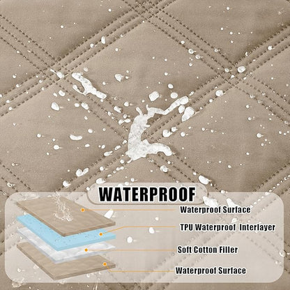 Smiry Waterproof Dog Bed Cover Blanket 30x53, Soft Reversible Pet Blanket, Washable Leakproof Cats Dogs Couch Cover for Sofa, Couch, Furniture, Lattice, Taupe/Taupe