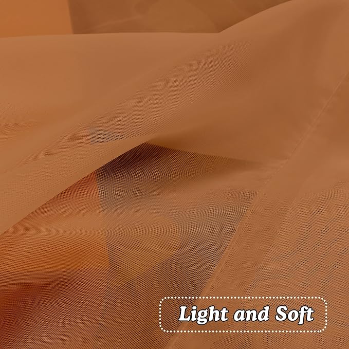 OVZME Orange Sheer Curtains 54 Inches Long 2 Panels - Soft Light Filtering Window Sheer Panels for Living Room/Bedroom, Top Dual Rod Pocket, 1 Pair, Each 42Wx54L Inches