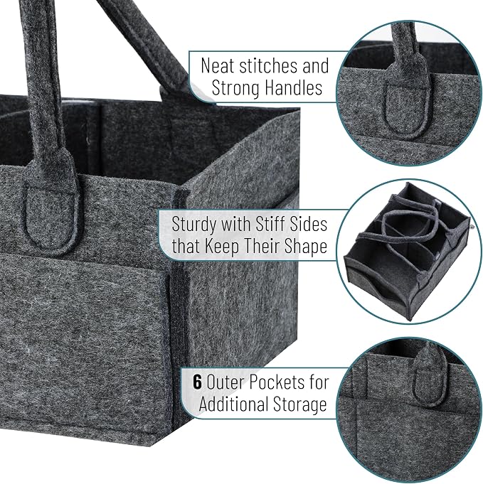 Mr. Pen- Baby Diaper Caddy Organizer, Charcoal Gray, Car Diaper Caddy, Baby - Image 3