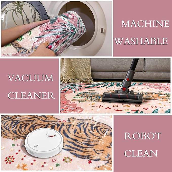 2x3 FT Leopard Rug for Living Room Pink Leopard Vintage Animal Rug Aesthetic - Image 5