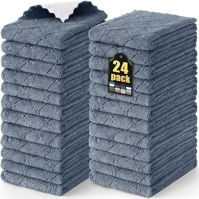 Mordimy 24 Pack Kitchen Towels, Super Soft and Absorbent Dish Towels, Coral by Mordimy