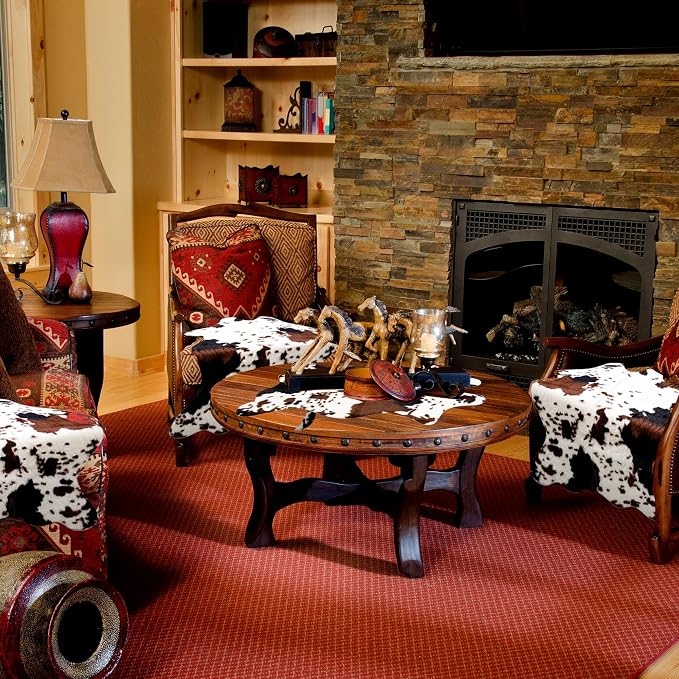 2 Pack Mini Faux Cowhide Rug, Mini Rustic Cowhide Rug Cute Rural Western Animal - Image 4