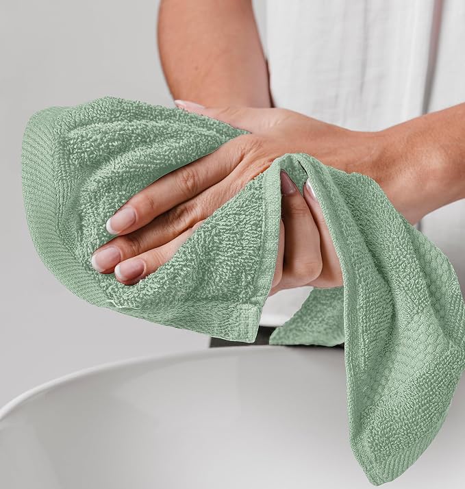 White Classic Luxury Cotton Washcloths 13x13 Inch - Image 8