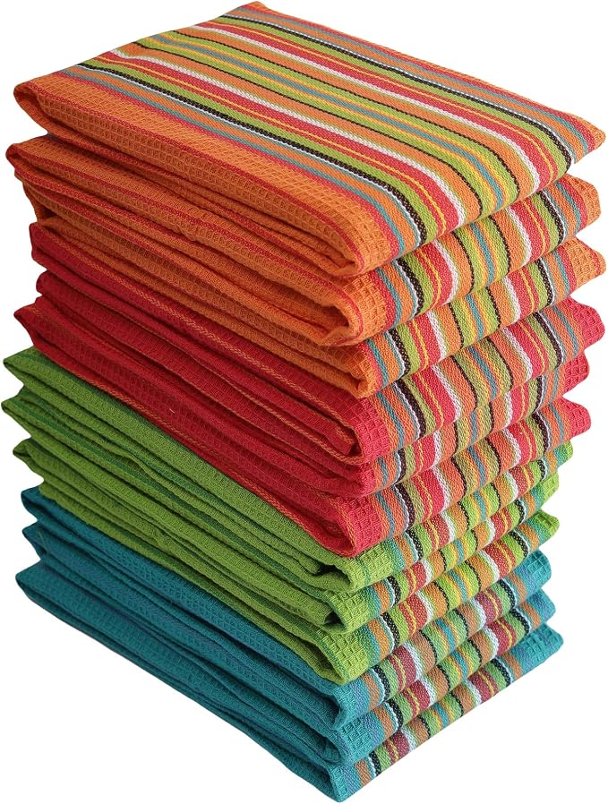 DG Collections 100% Cotton Salsa Kitchen Towels – 4 Pack, Super Absorbent Dish - Image 4