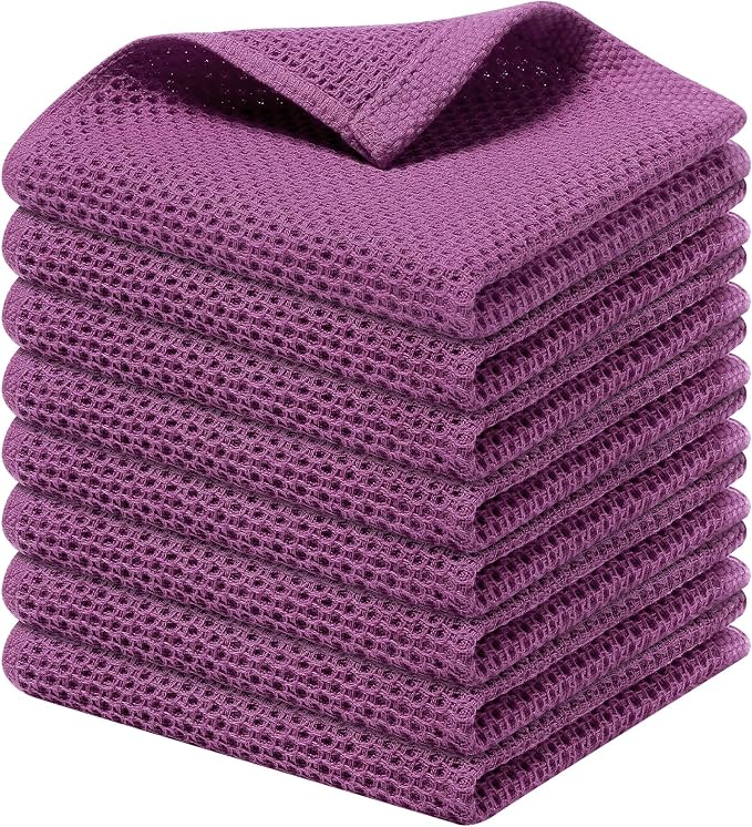 Kitinjoy 100% Cotton Kitchen Dish Cloths, 8 Pack Waffle Weave Ultra Soft by Kitinjoy