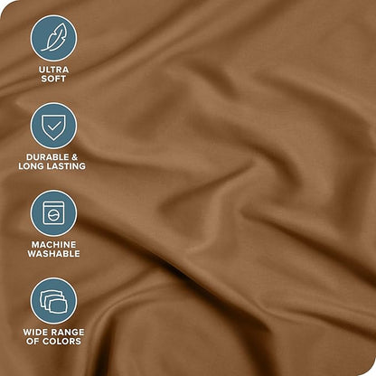 Fitted Bottom Sheet Twin Size - Premium 1800 Microfiber - Ultra-Soft Hotel Luxury - Deep Pocket - Durable and Long Lasting - Fitted Sheet (Twin, Caramel)