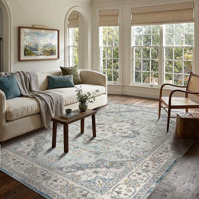 Area Rugs 5x7, Washable Rugs for Living Room, Vintage Boho Indoor Soft Carpet by OHWPEAT