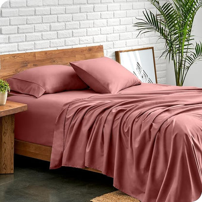 Bare Home Split Head Flex King Sheet Set - 1800 Ultra-Soft Microfiber Bed Sheets - Double Brushed - Deep Pockets - Easy Fit - 4 Piece Set - FlexTop Bedding Sheets (Split Head Flex King, Dusty Rose)