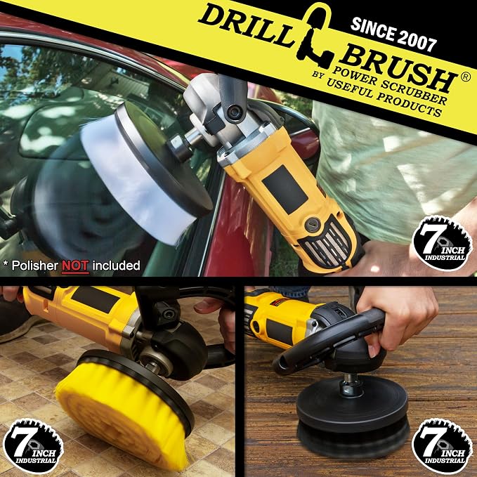 7 Inch Variety Cleaning Kit for Variable Speed Polisher – Big Cleaning Brushes - Image 2