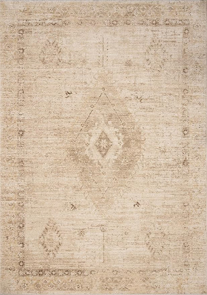 Loloi Chris Loves Julia Palma Collection PLM-06 Natural/Smoke 3'-6" x 5'-6" Fringe Accent Rug Vintage Style Boho Living Room Bedroom Carpet