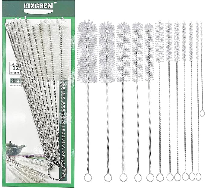 12 PCS Straw Cleaner Brush kit by KINGSEM
