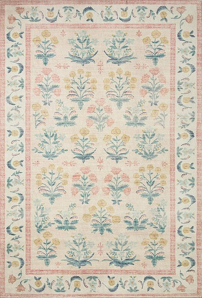 Loloi Rifle Paper Co. Eden Collection EDE-01 Mughal Rose Blush 5'-0" x 7'-6" Area Rug feat. CloudPile™